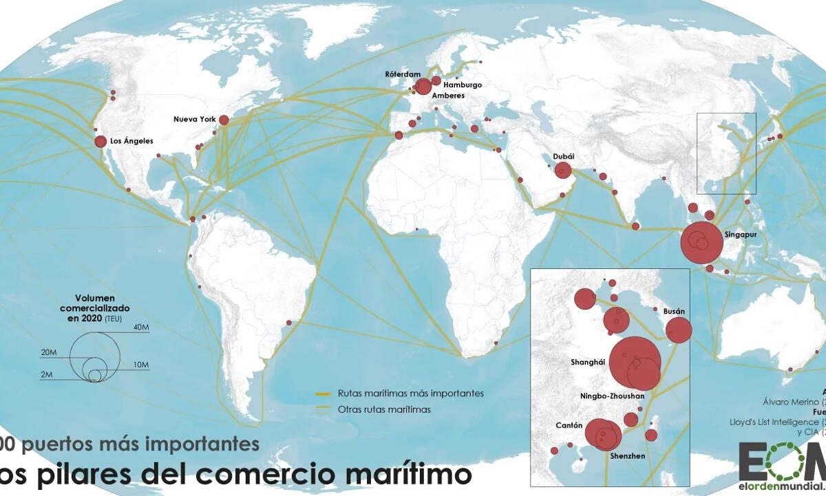 El mapa de los puertos más importantes del mundo