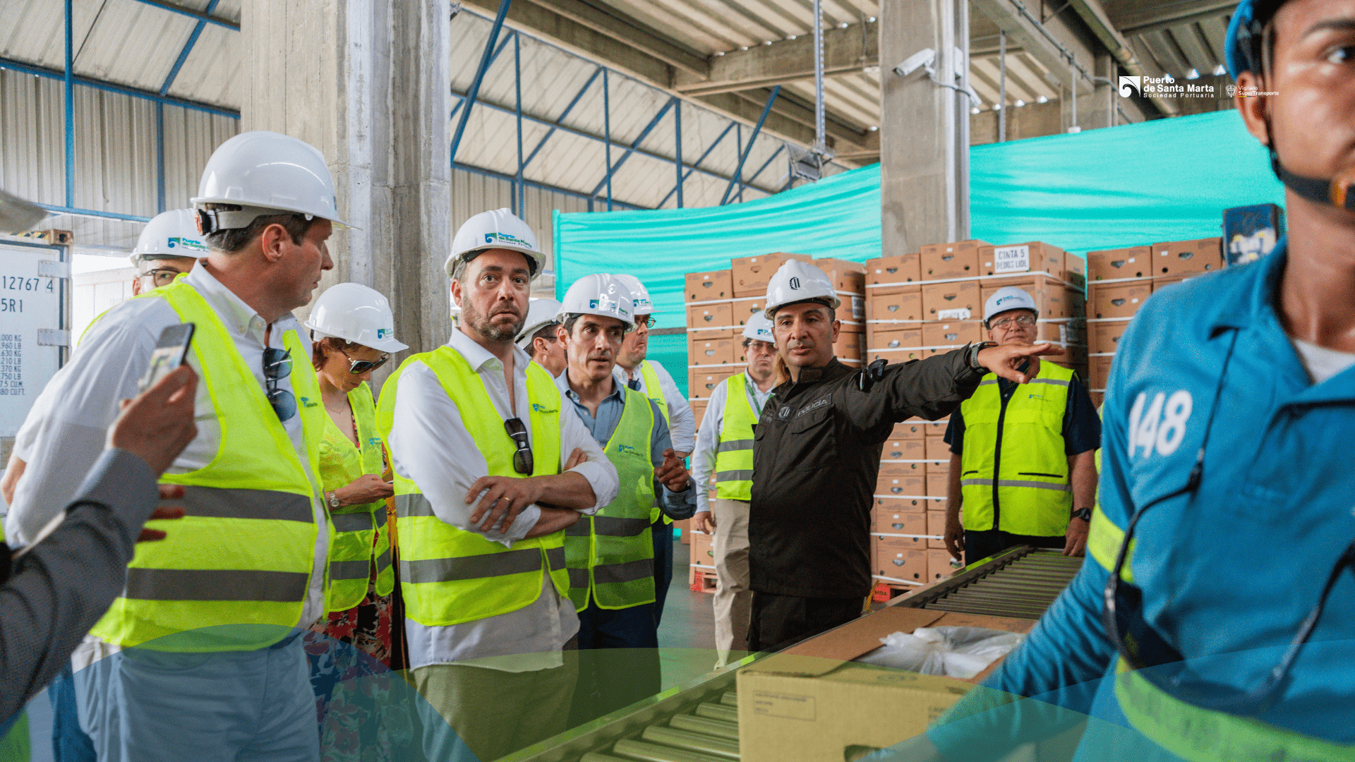 Visita al Puerto de Santa Marta del viceprimer ministro de Bélgica, Maxime Prévot